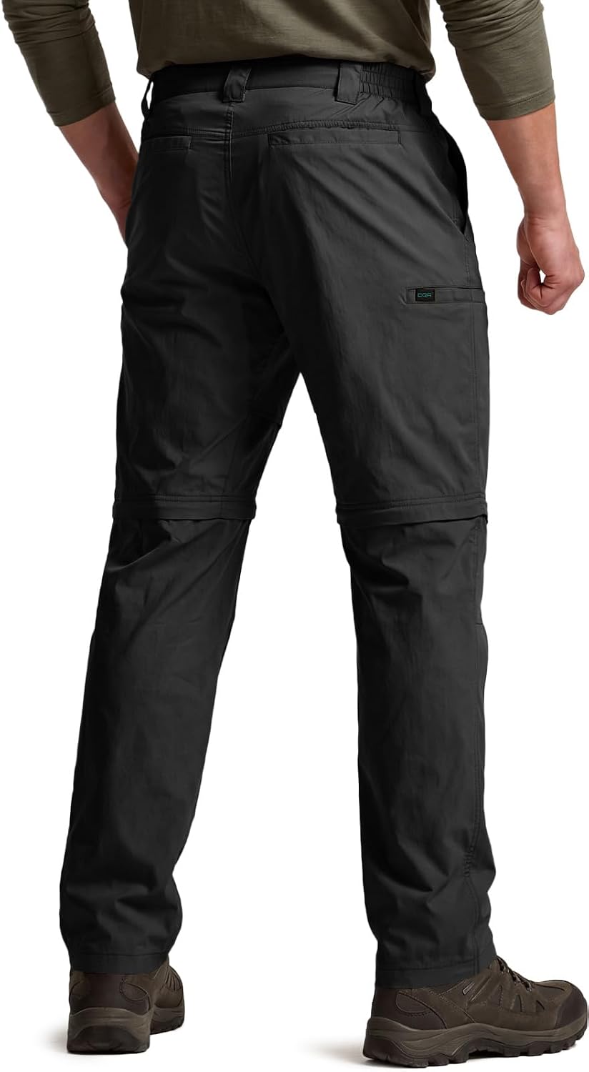 CQR Men's Convertible Cargo Tactical Pants, Water Resistant Outdoor Hiking Pants, Zip Off Lightweight Stretch Work Pants