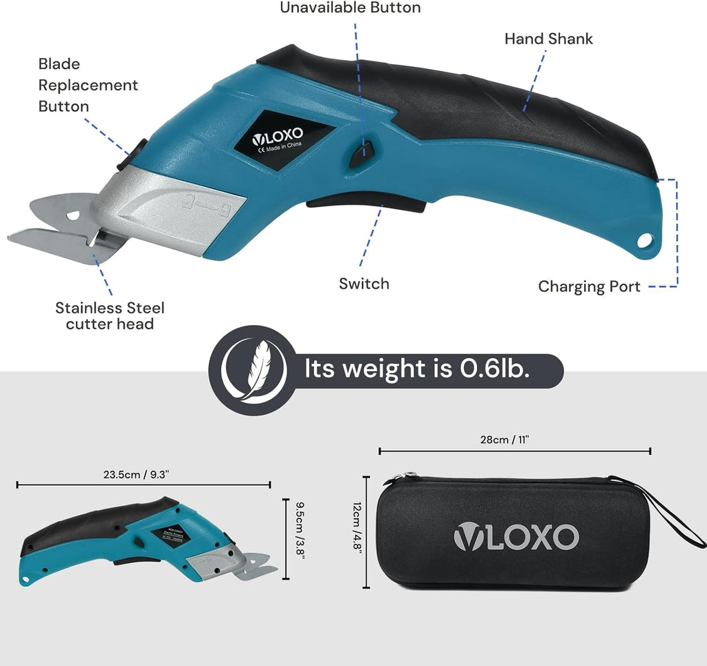 VLOXO Cordless Electric Scissors Super Scissors with 2 Types of Blades