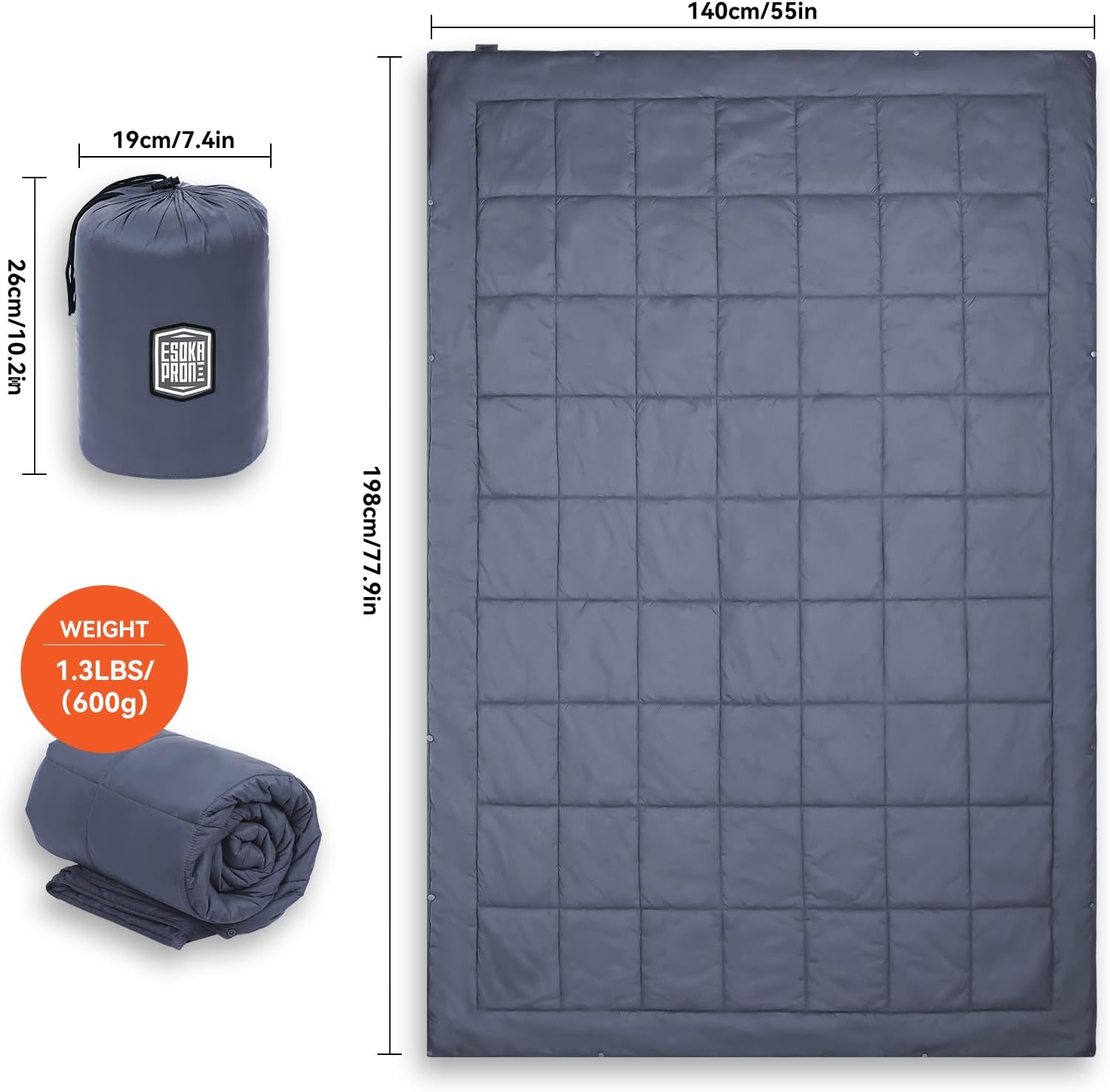 Multifunctional Camping Blanket, Ultralight Wearable Travel Blanket,Indoor Sofa Blanket，Outdoor Portable nap Blanket，Camping Quilt with Snap Buttons for Outdoor Hiking,Camping -Gray
