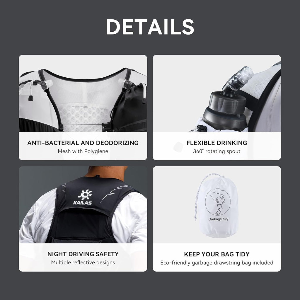 KAILAS FUGA AIR 8 Ⅳ Running Hydration Vest Hydration Pack Lightweight with Two TPU Water Bladders for Women Men Trail Cycling Hiking