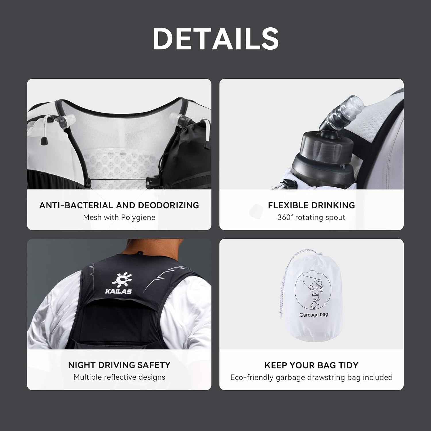 KAILAS FUGA AIR 8 Ⅳ Running Hydration Vest Hydration Pack Lightweight with Two TPU Water Bladders for Women Men Trail Cycling Hiking