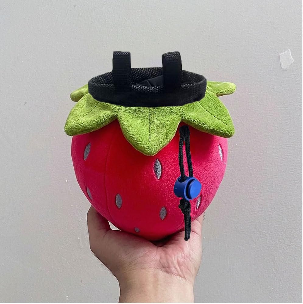 Strawberry Chalk Bag Rock Climbing Chalk Bag Suitable Bouldering Gym Indoor & Outdoor Climbing with Adjustable Belt