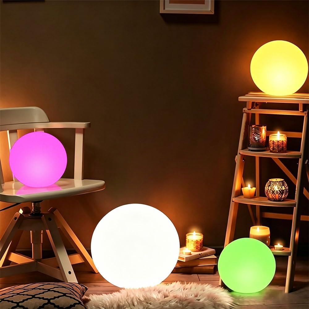 10-inch Glowing LED Ball Light, Dimmable Color Changing LED Globe Orb Light