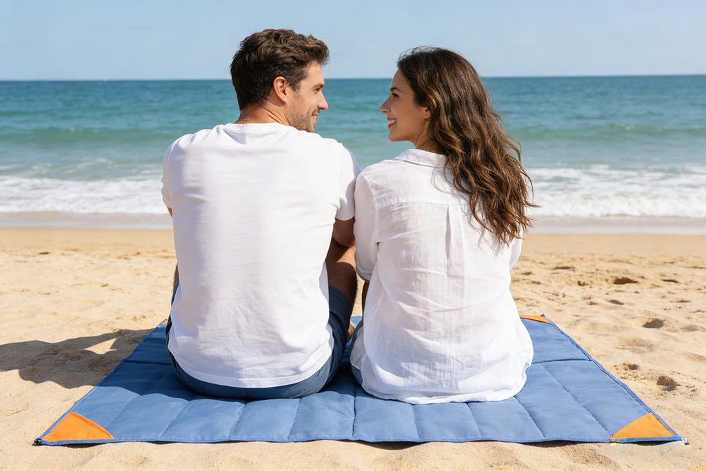 Pocket Picnic Blanket, Compact Lightweight Tarp for Camping | Foldable, Easy to Carry, Water Resistant Sandproof Washable Quick Dry Mat for Beach, Festival, Travel, Outdoor Recreation