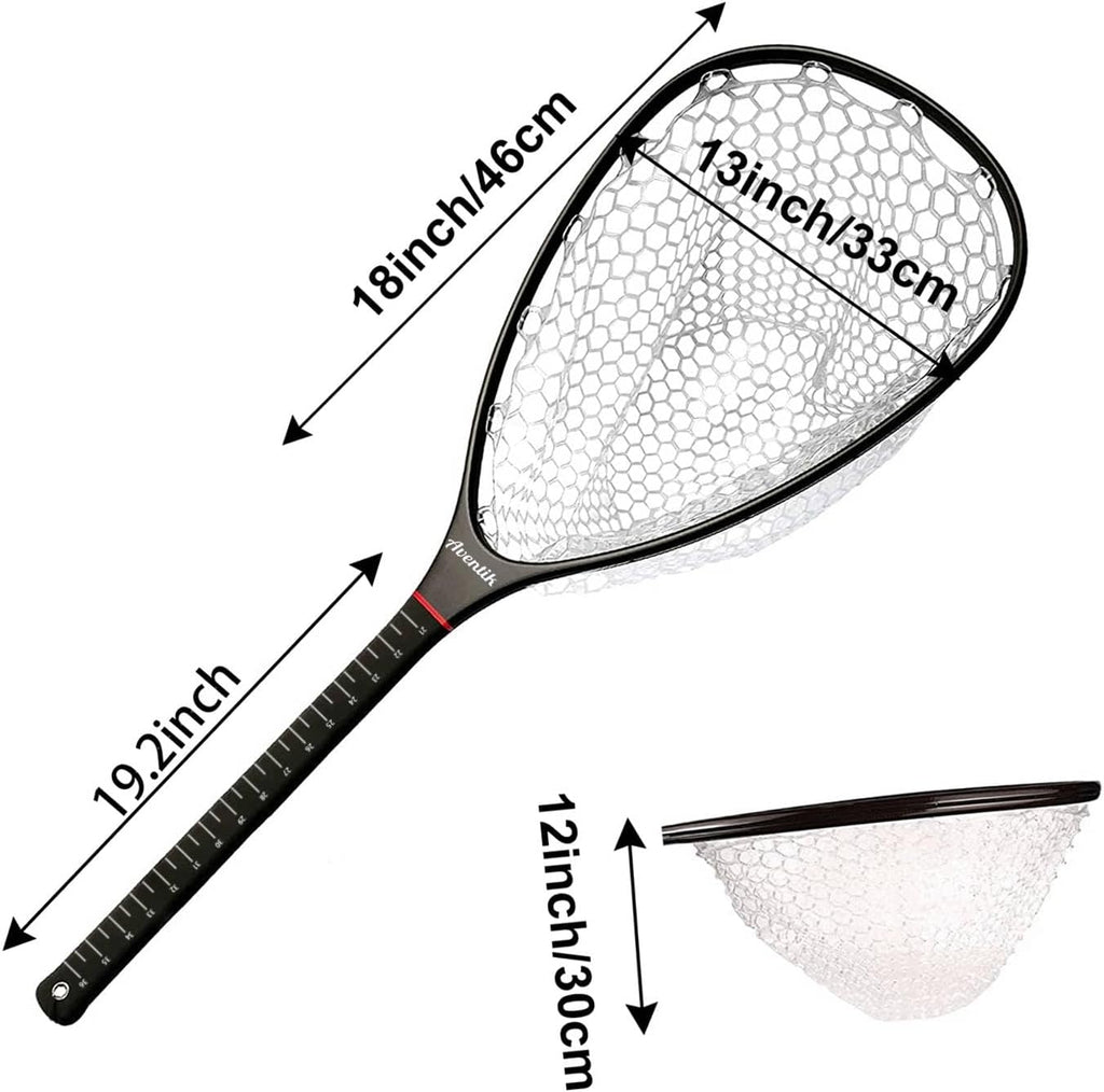 Aventik Fly Floating Fishing Net Carbon Fiber Landing Trout Net Light Weight Clear Rubber Ghost Net Catch & Release