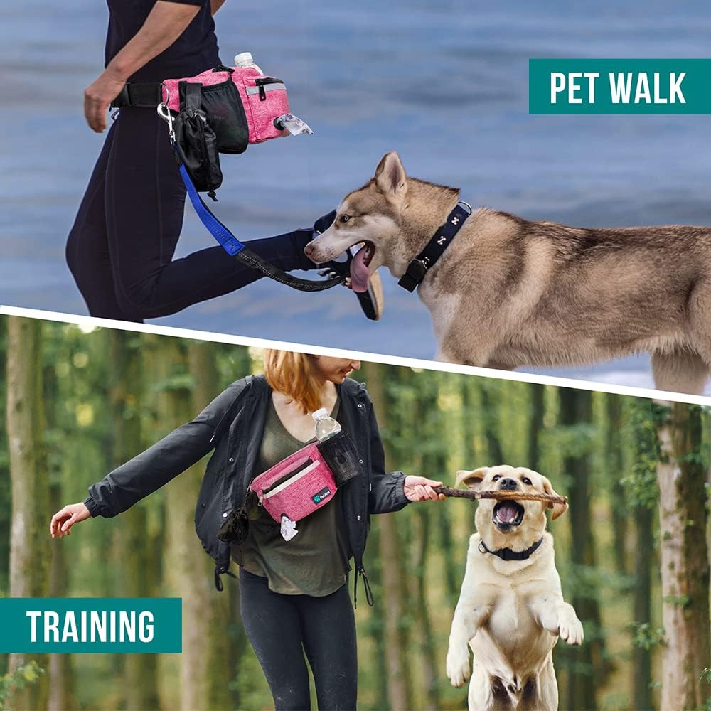 PetAmi Dog Fanny Pack, Treat Pouch for Dog Walking Training, Pink