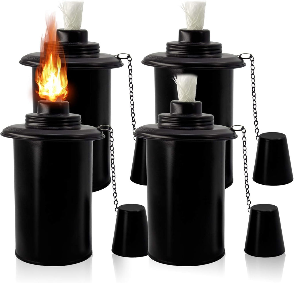 Torch Replacement Canisters 16oz, 4 Pack Bamboo Lantern Refillable Torches, Decorative Torch Canister Replacement for Yard, Patio, Deck, Garden, Party, Landscape (16oz-4pcs)
