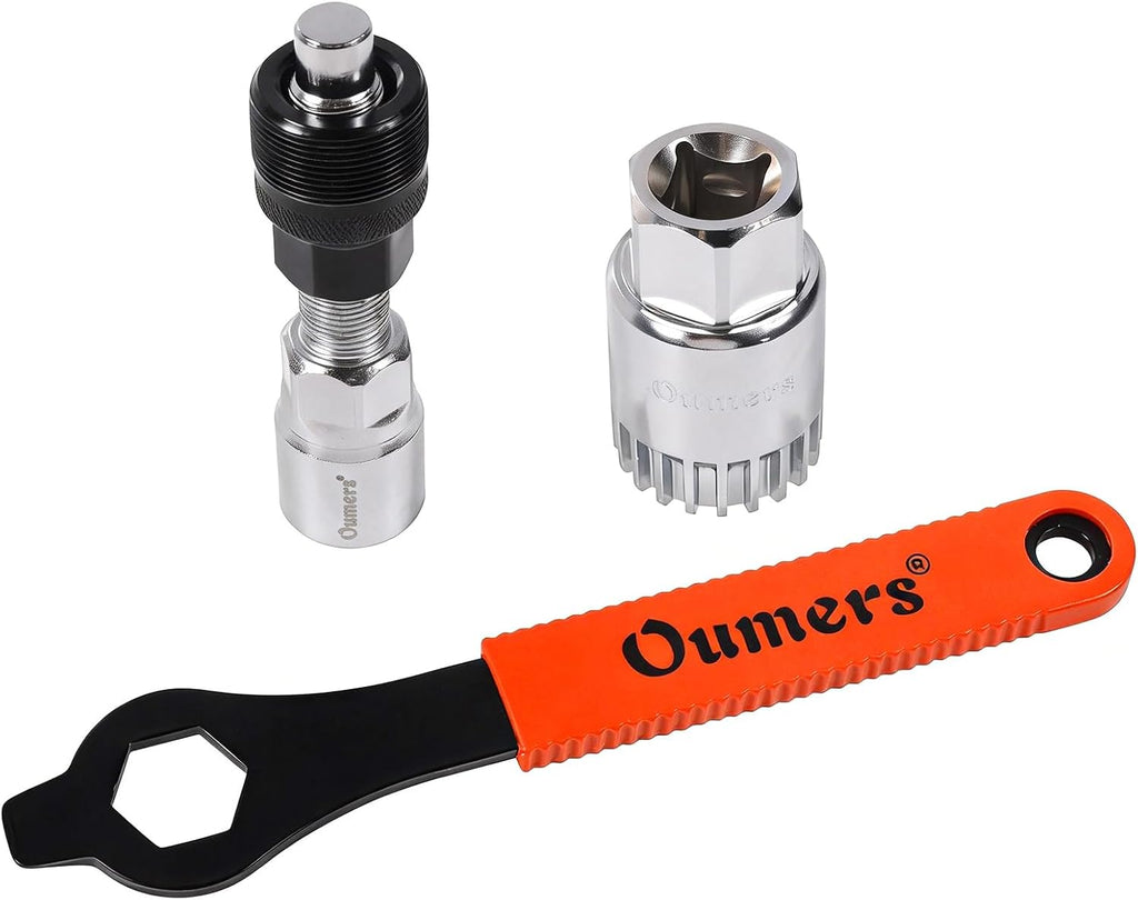 Oumers Bike Crank Extractor/Arm Remover and Bottom Bracket Remover with 16mm Spanner/Wrench. Professional Bicycle Repair Tool Kit