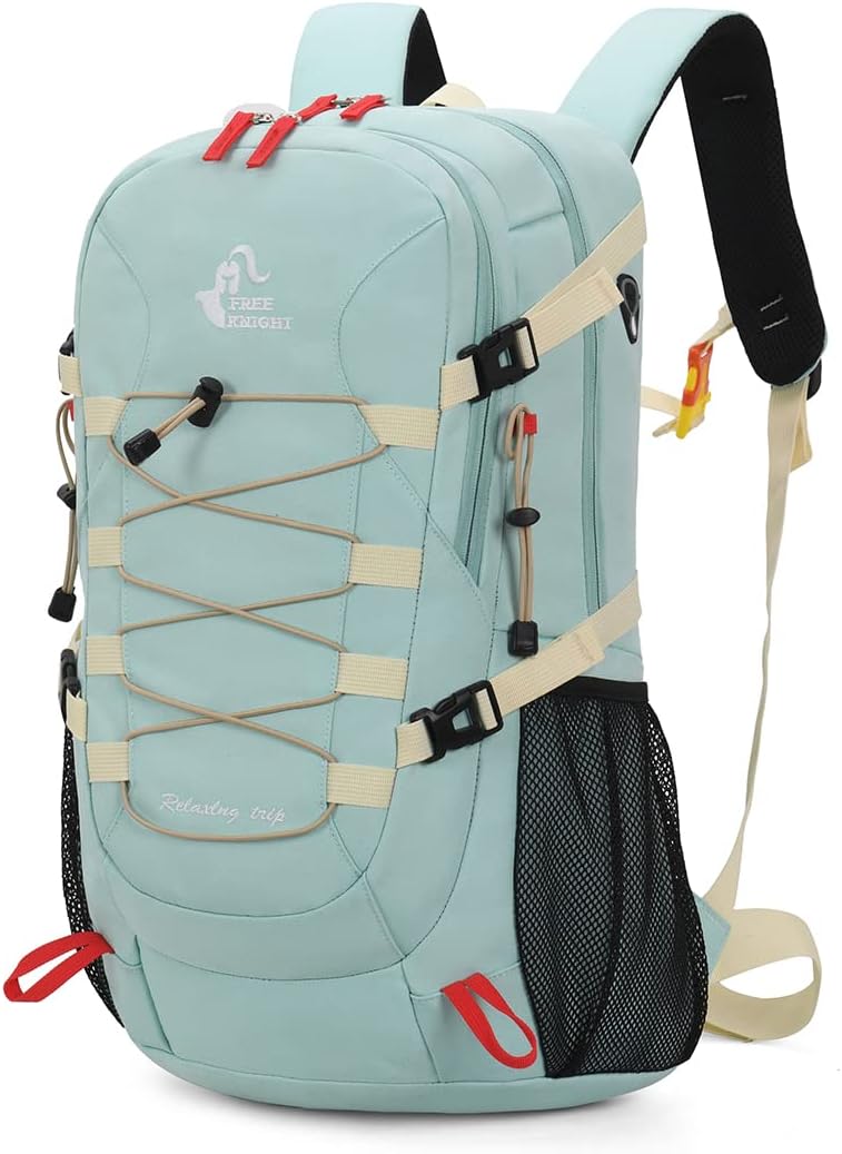 Bseash 40L Waterproof Hiking Backpack with Rain Cover, Outdoor Sport Travel Bag Daypack for Camping Climbing Skiing Cycling (Milk Green)