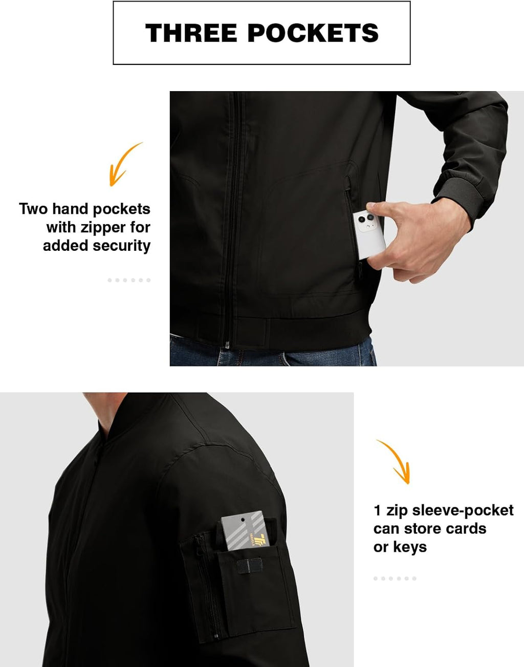 TBMPOY Men's Lightweight Jackets Casual Dress Golf Bomber Windbreaker Fall
