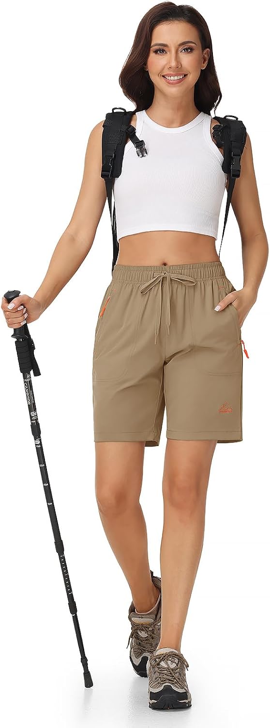 Rdruko Women's Hiking Shorts 8" Quick Dry Shorts with Pockets