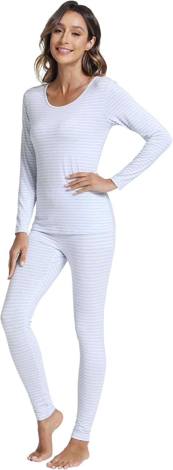 WiWi Soft Underwear for Women Thermal Long Johns Sets Super Warm Base Layer Top Pants Pajamas Set Viscose from Bamboo S-3X