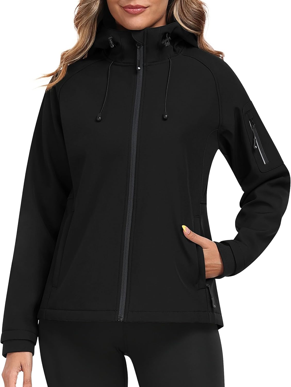 MoFiz Women's Softshell Jacket Waterproof Hooded Fleece Lined Rain Coat