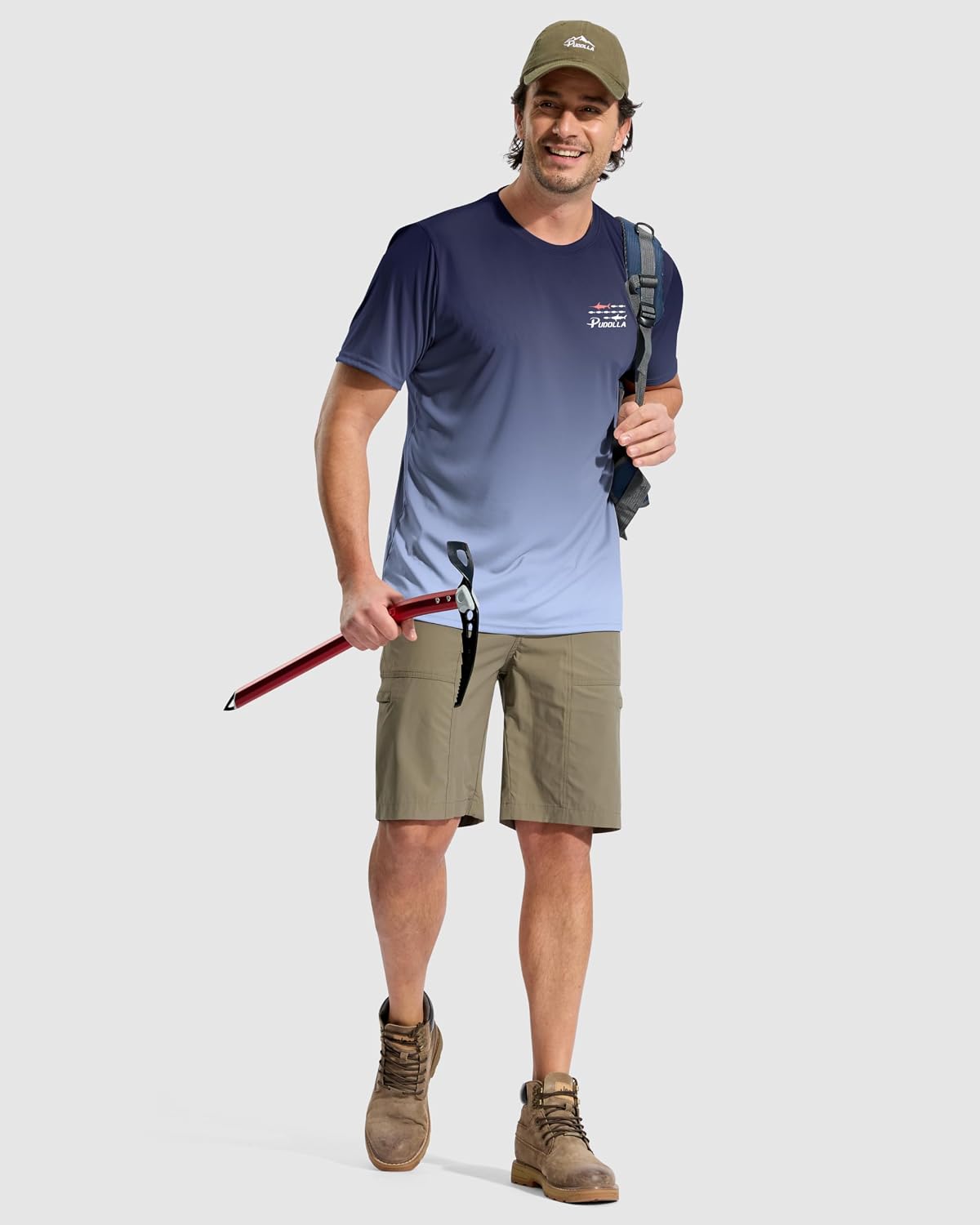 Pudolla Men's Fishing Swim Graphic Shirts Short Sleeve Sun Protection UV UPF 50+ SPF Tee Quick Dry Lightweight Water Tops