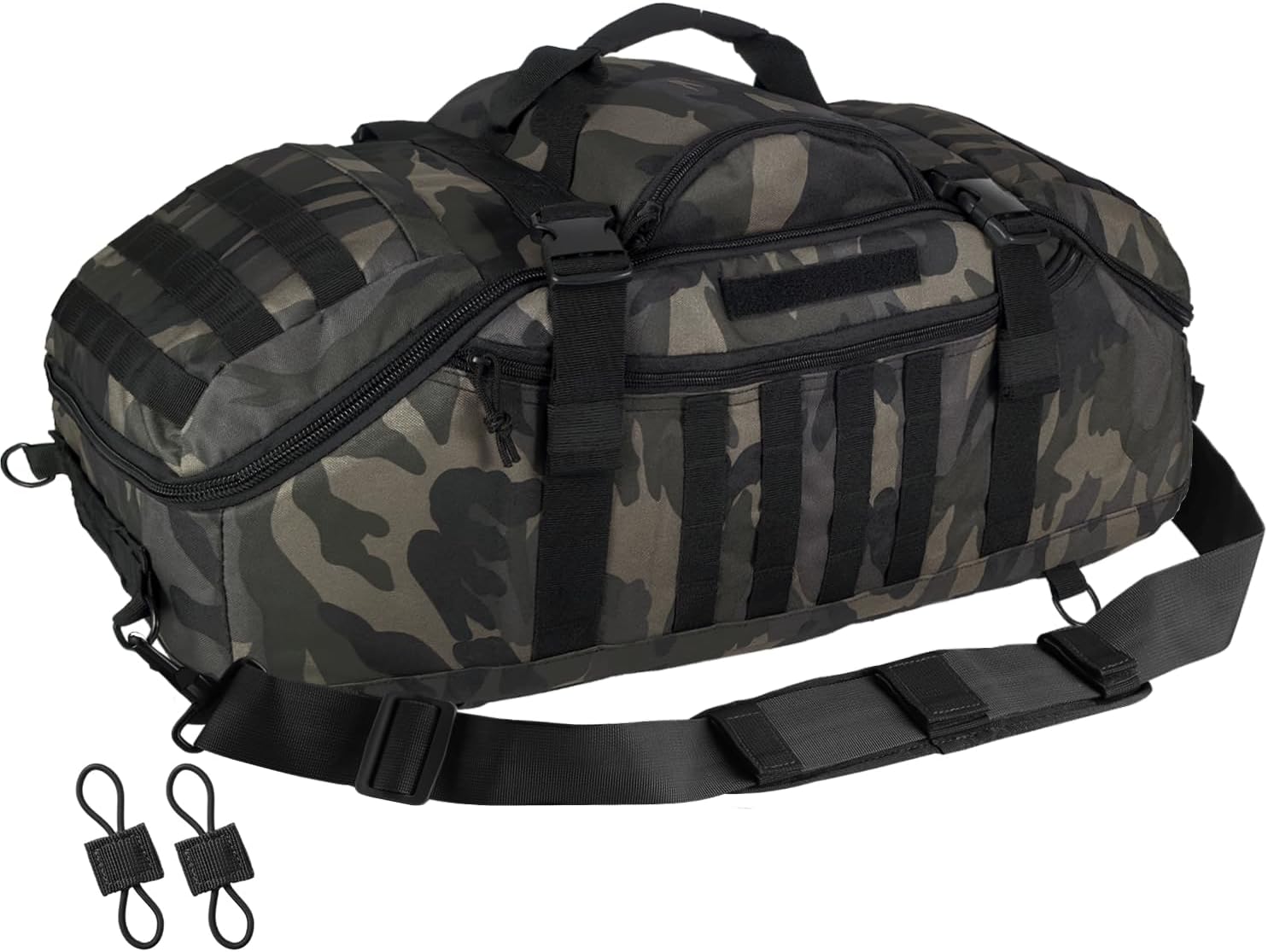 Hannibal Tactical 65L Large Duffle Bag, 3-in-1 Tactical Backpack MOLLE Pack for Sports, Gym, Outdoor, Black Camo