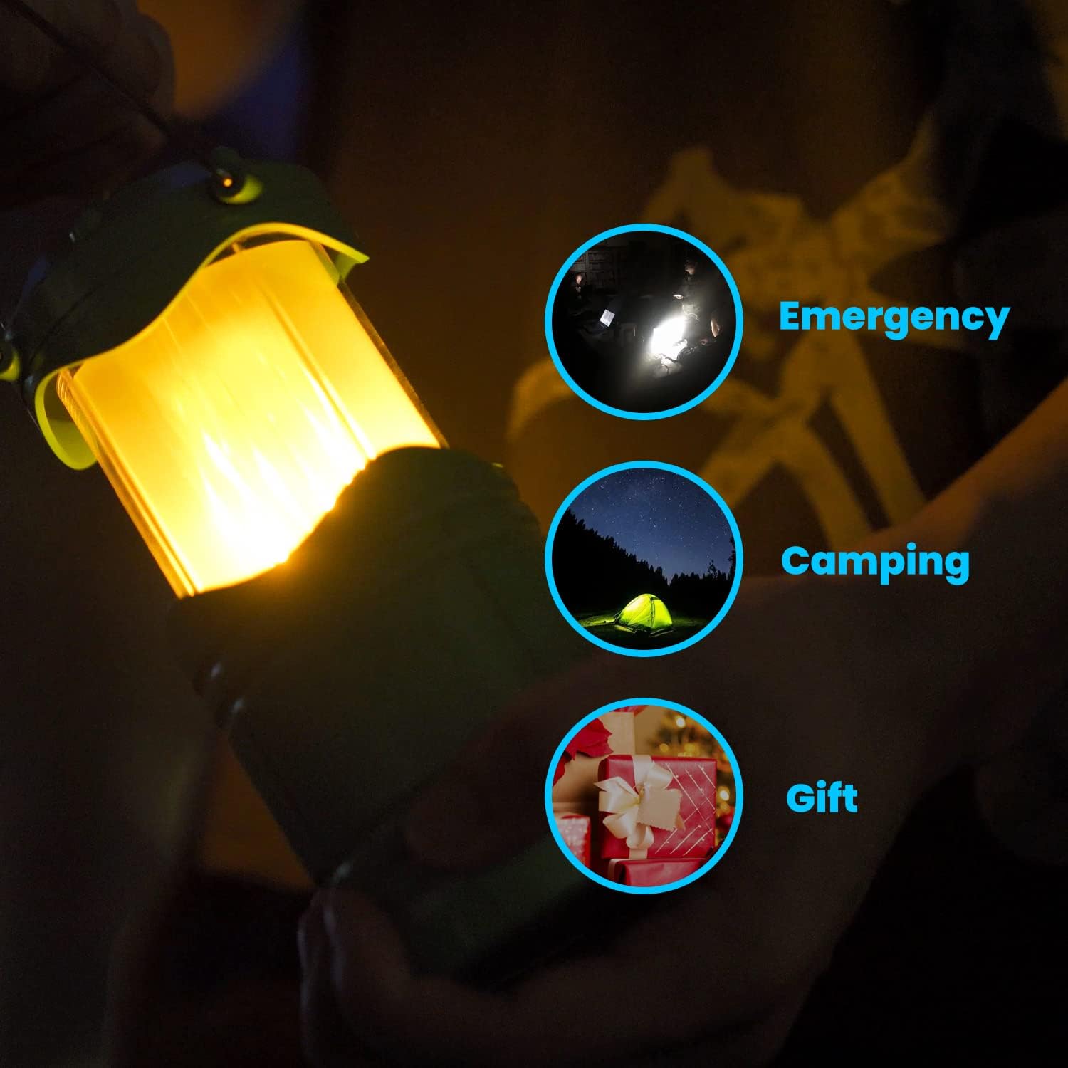 Lichamp 4 Pack LED Camping Lanterns, Dark Gray