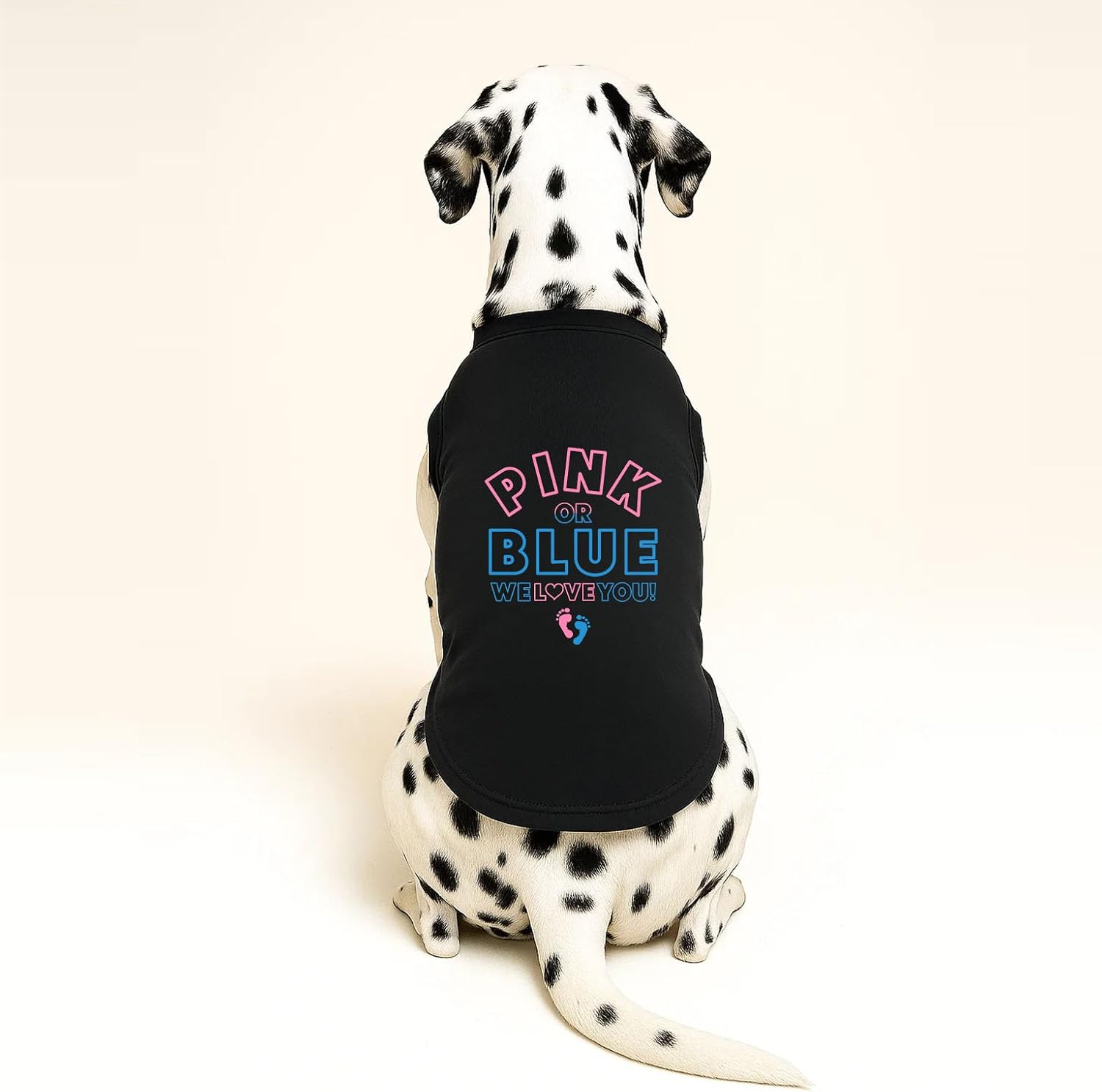 Pink Or Blue? We Love You Dog Tee Shirt | Sleeveless Breeds | Gender Reveal | Baby Announcement | Pregnancy Reveal | Boy or Girl |Black, Small 824