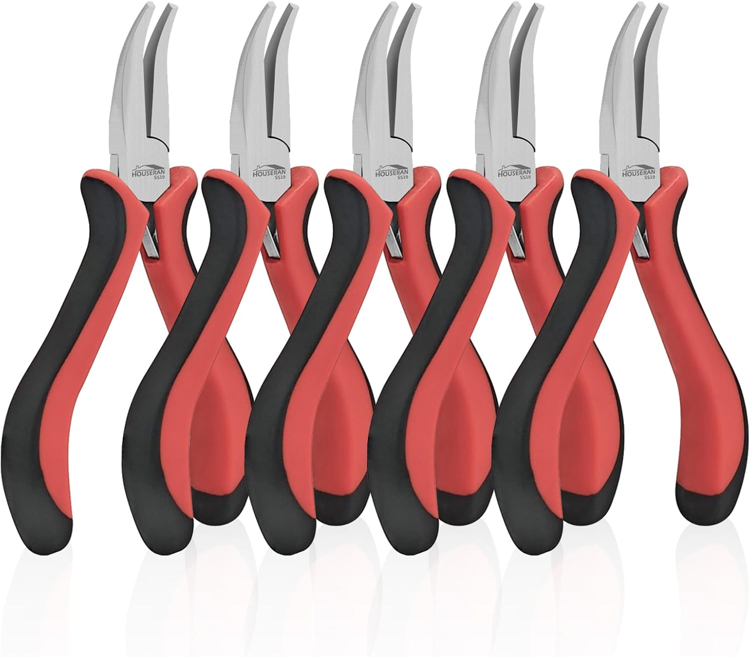 5-Pack 5-Inch Bent Nose Pliers for Jewelry Making, Spring Loaded