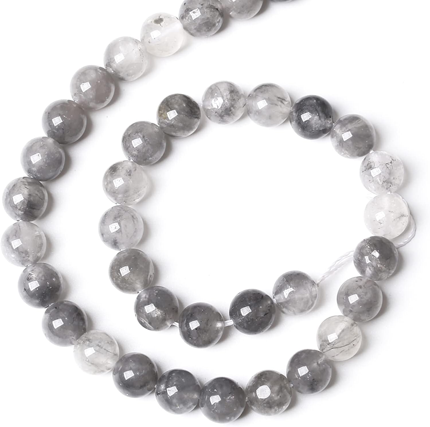 12MM 32PCS Natural Stone Cloudy Quartz Crystal Beads for Jewelry Making DIY Bracelet 1 Strand