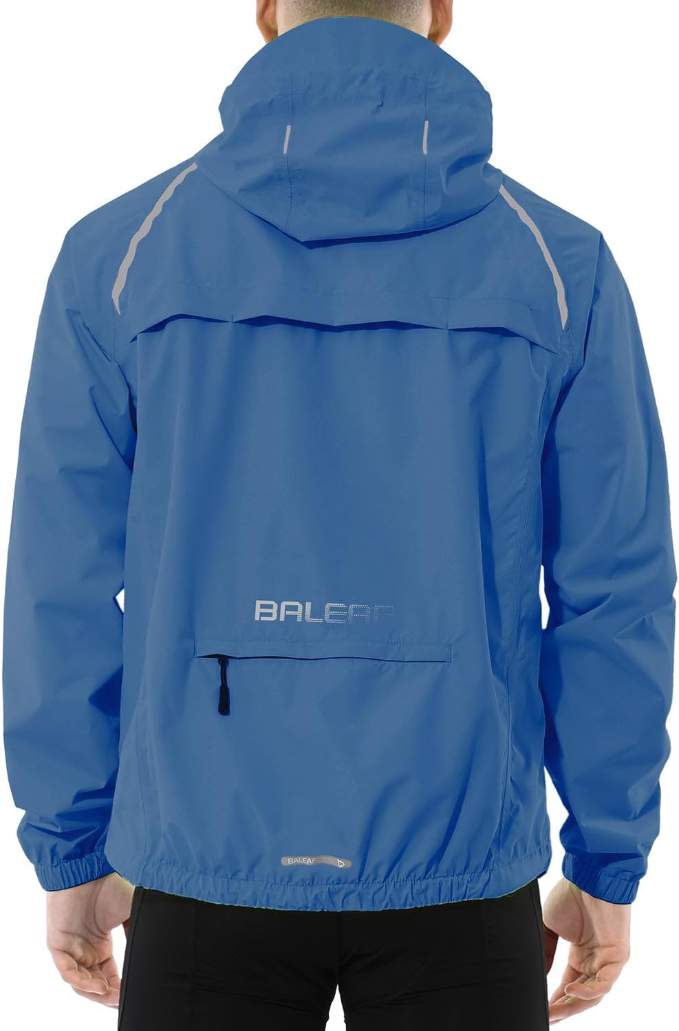 baleaf Men's Rain Jacket Waterproof Hood Lightweight Reflective Packable