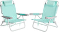 SUNNYFEEL Extra Wide Low Beach Chair 2 Pack 5 Position Lay, XL Oversized Portable Folding Camping Chairs with Cup Holder for Outdoor/Sand, Foldable Backpack Beach Chair for Adults Heavy Duty 500 LBS