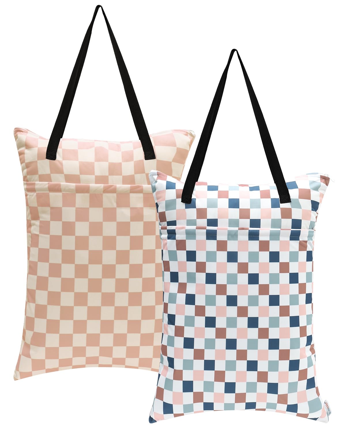 ALVA ALVABABY 2 Pack Large Wet Dry Bag Waterproof Hanging Cloth Diaper with Double Zippered Pockets 25x18 inches 2HL02