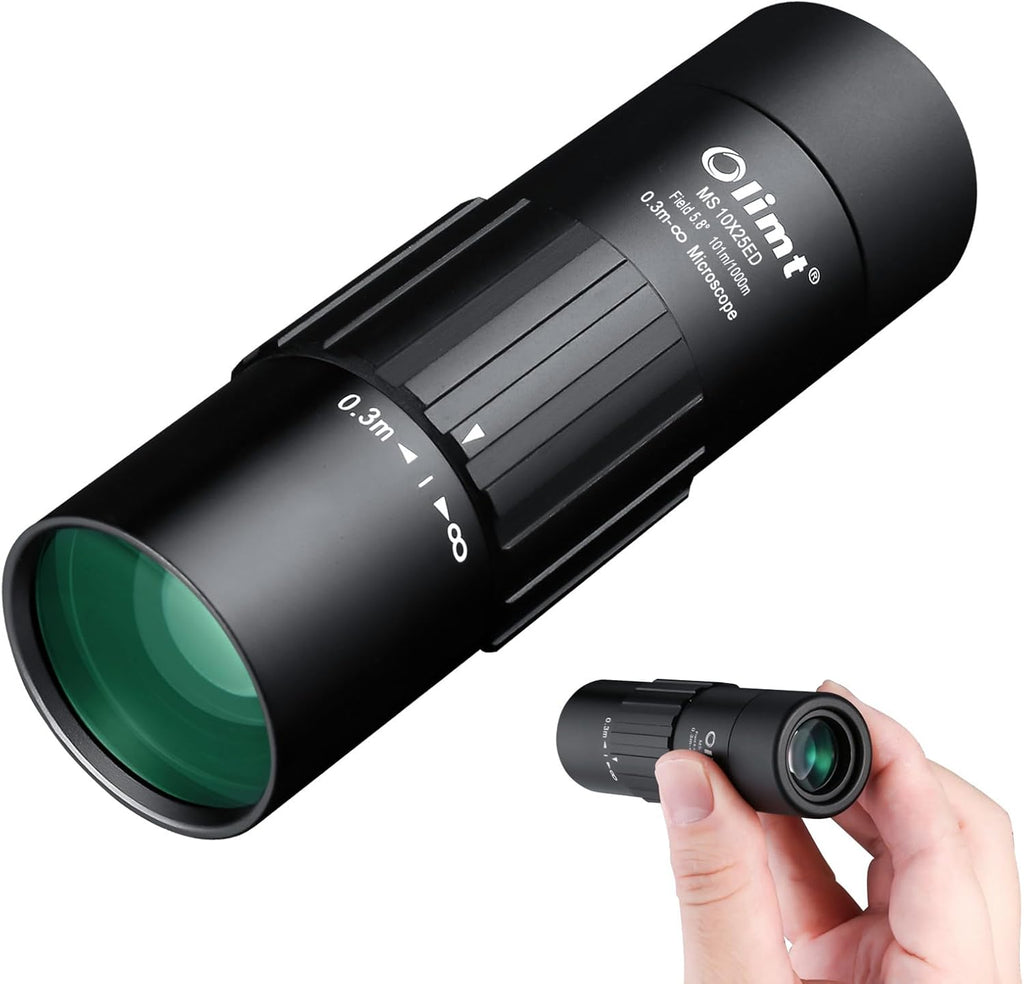 10x25 Monocular Telescope, Compact Mini Pocket Size Waterproof Fogproof for Bird Watching Hiking Camping, Black