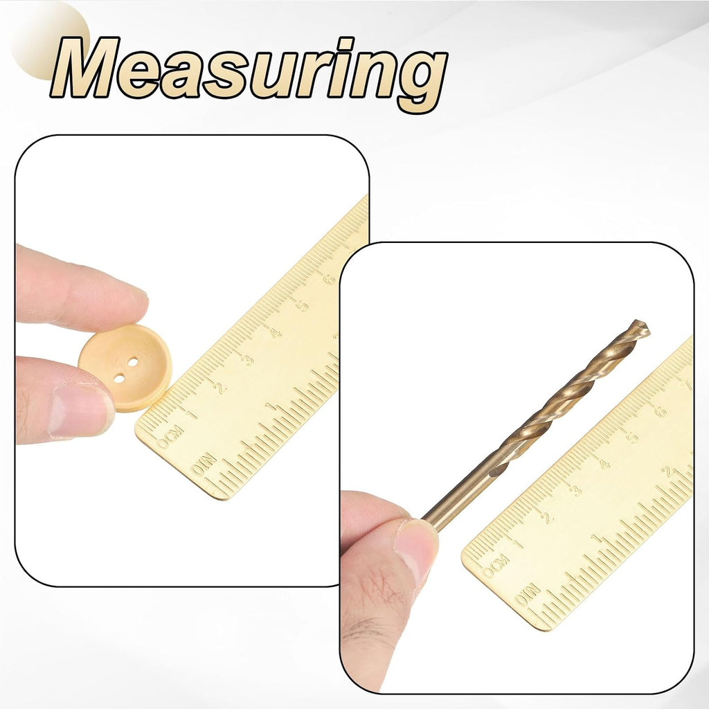 uxcell Metal Straight Ruler 300mm Brass Straight Edge Rule Precision Double Scales Metric Measurement Tool Drawing Measuring Ruler Gold