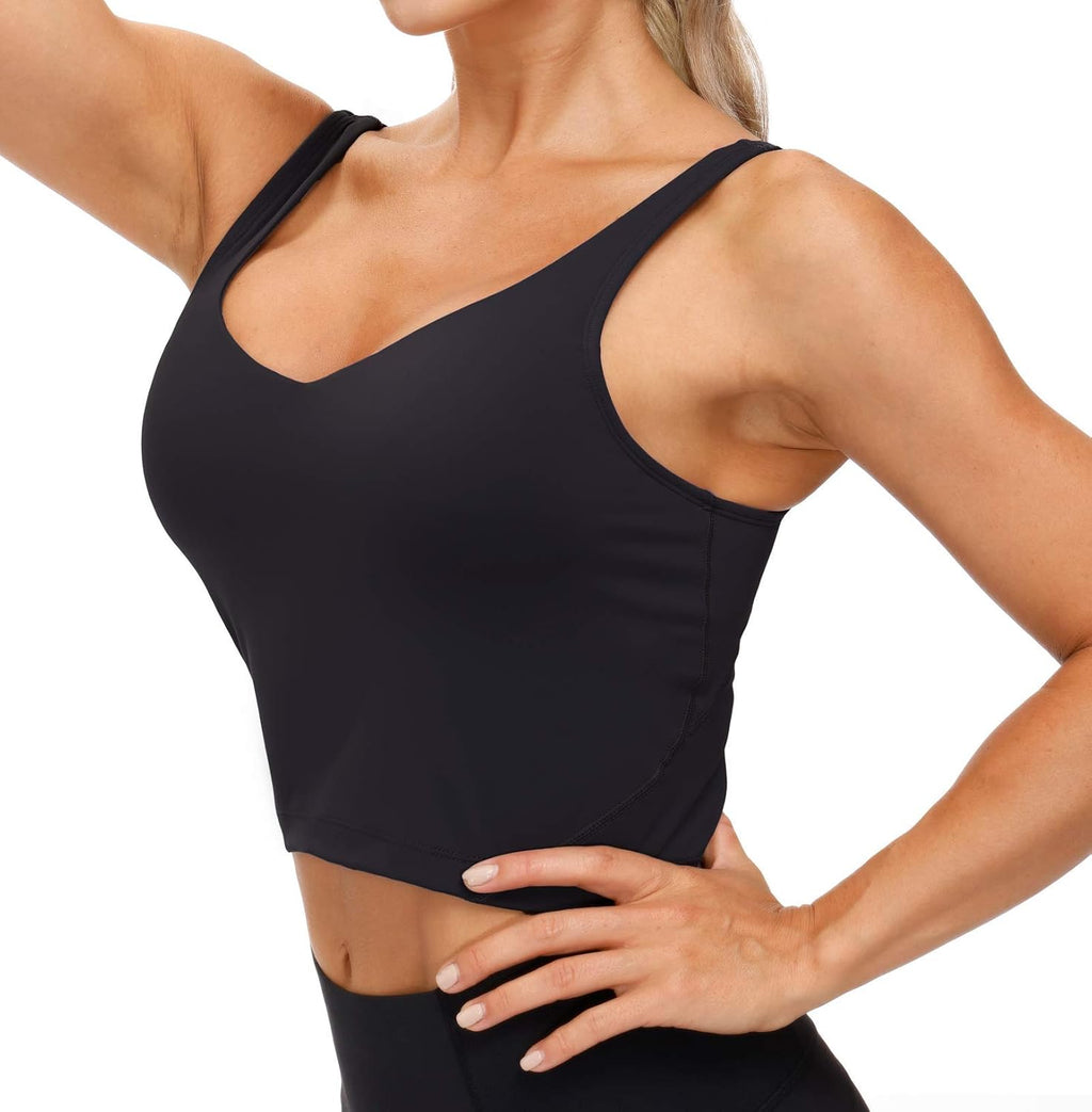 THE GYM PEOPLE Women’s Longline Sports Bra Wirefree Padded Medium Support Yoga Bras Gym Running Workout Tank Tops