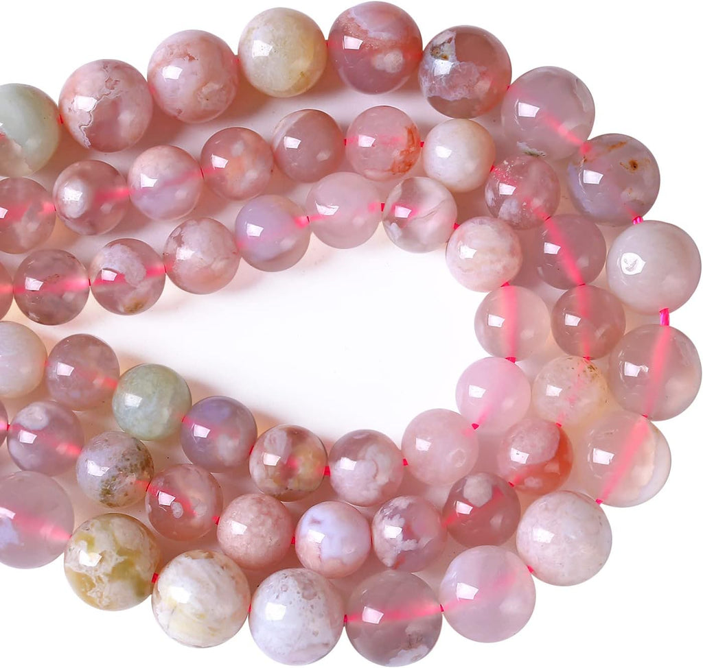 8MM 45PCS Natural Sakura Agate Gemstone Crystal Beads for Jewelry Making DIY Bracelet