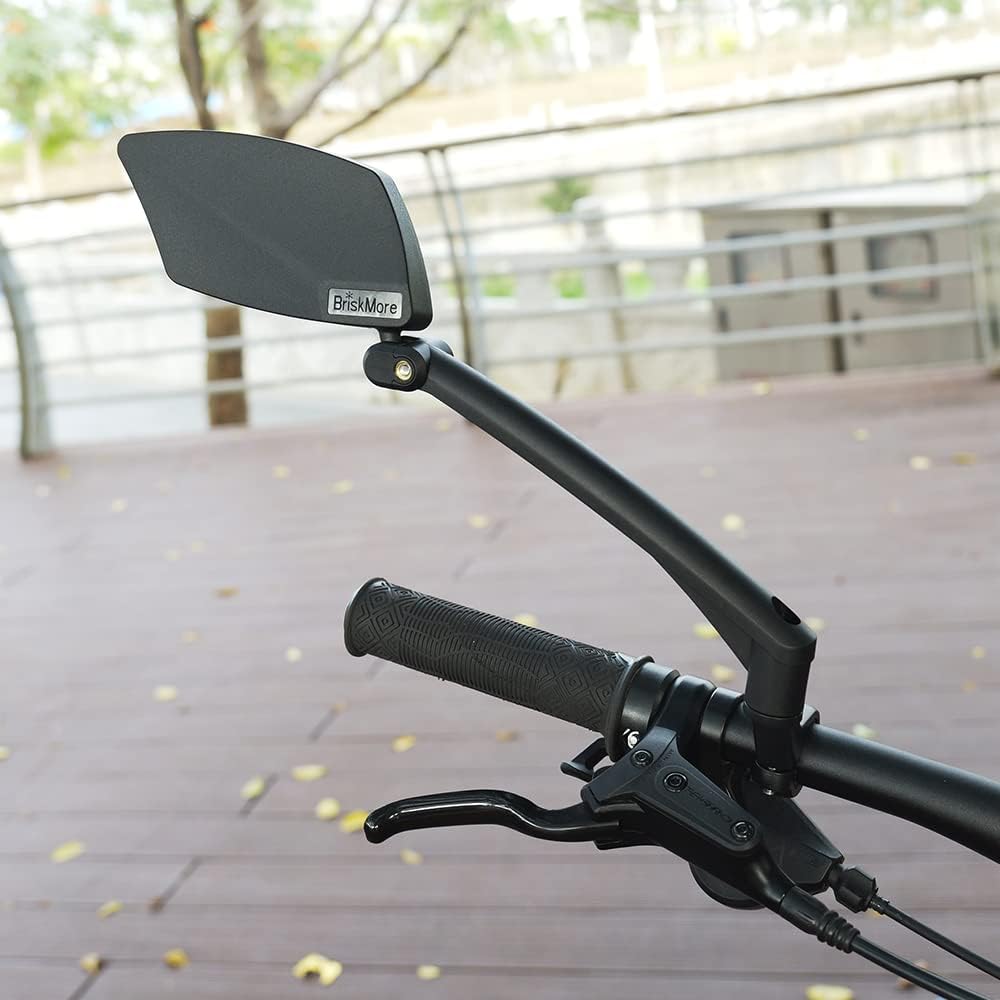 BriskMore Handlebar Bike Mirror - Crystal Clear HD Glass, 360° Adjustable&Foldable Mirror for Safe Riding, Wide Angle Rearview for E-Bikes, Mountain Bikes & Scooters,Bicycle Mirror