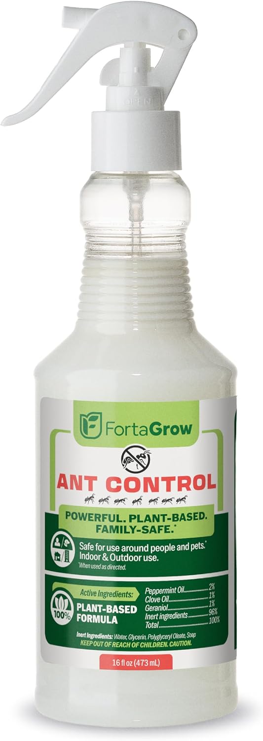 All-Natural Ant Control & Repellent Spray (16oz) – Ready-to-Use Peppermint, Clove & Geraniol Essential Oil Pest Defense – Safe for Indoors, Outdoors, Kids & Pets