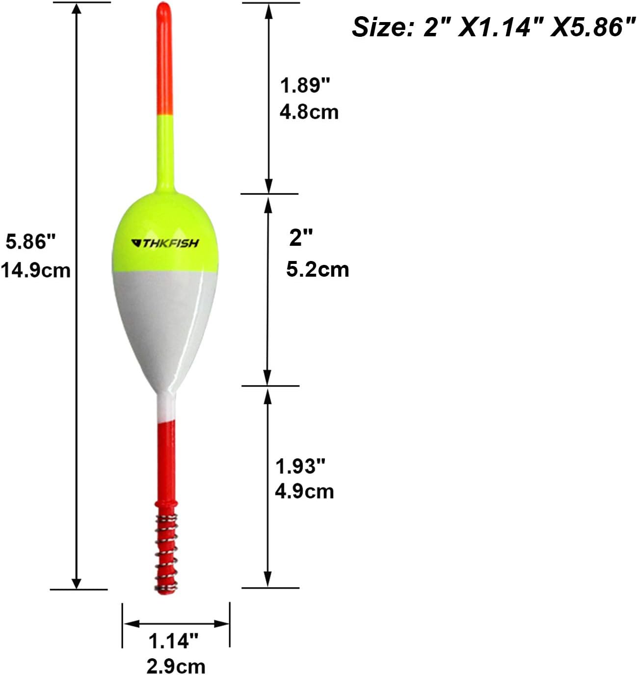THKFISH Balsa Wood Spring Bobbers with Oval Slip Bobbers, Fishing Floats