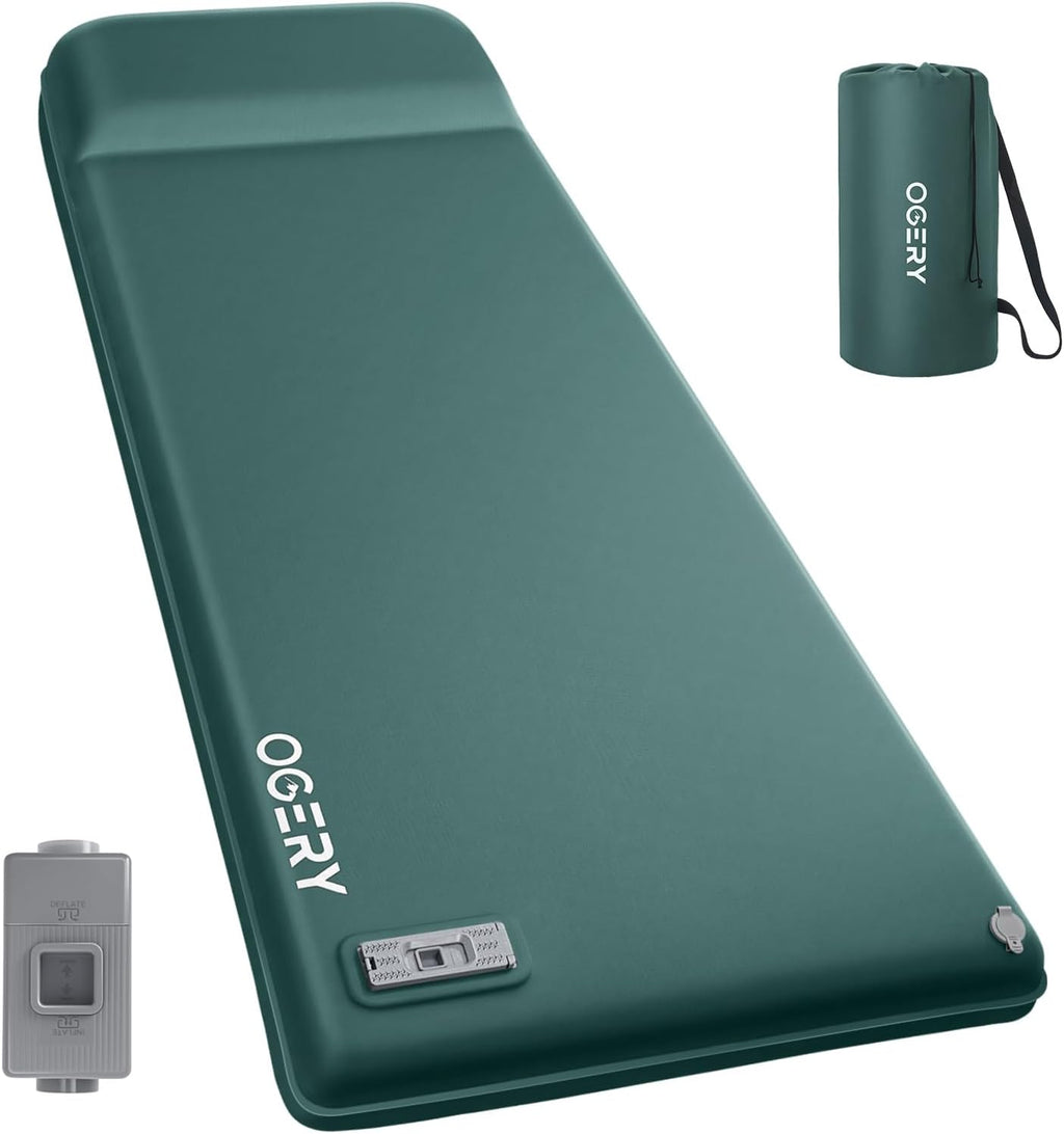 OGERY 3.15" Memory Foam Sleeping Pad, Self-Inflating with Electric Pump
