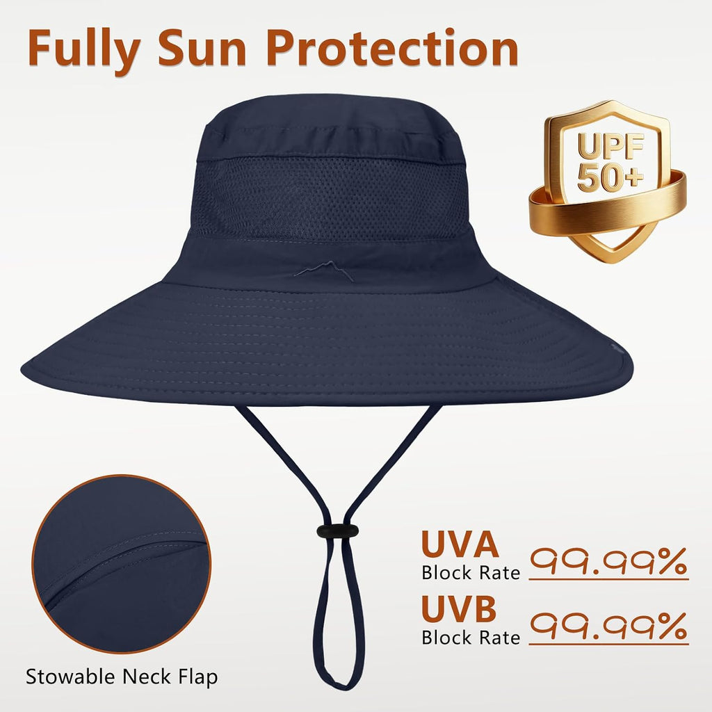 ZOORON Sun Hats for Men Women Fishing Hat with Neck Flap UPF 50+ Wide Brim
