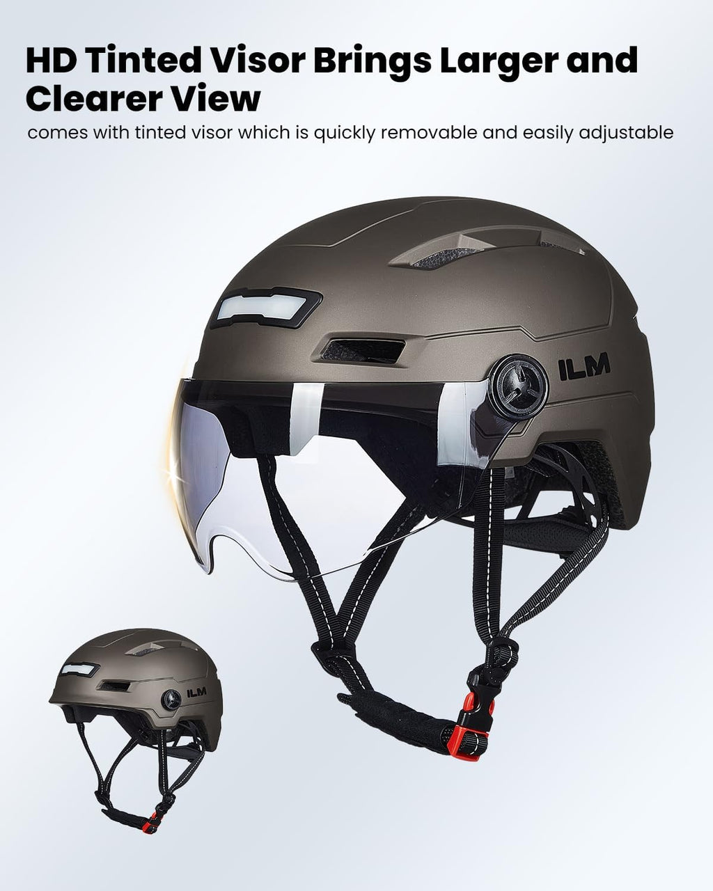 ILM Adult Bike Helmet with LED Front Back Light Bicycle Helmets E3-10L