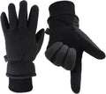 OZERO Mens Winter Gloves,Warm Deerskin Leather Fleece Fabric