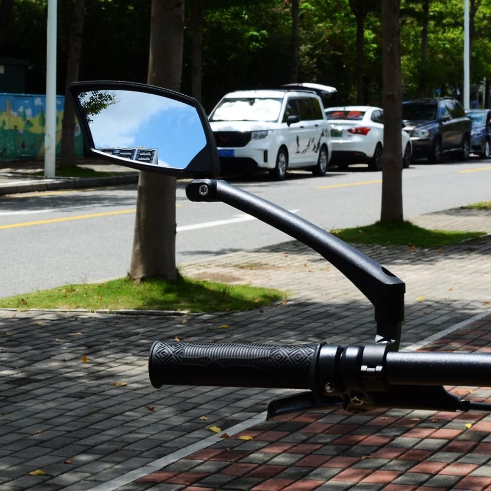 BriskMore Handlebar Bike Mirror - Crystal Clear HD Glass, 360° Adjustable&Foldable Mirror for Safe Riding, Wide Angle Rearview for E-Bikes, Mountain Bikes & Scooters,Bicycle Mirror