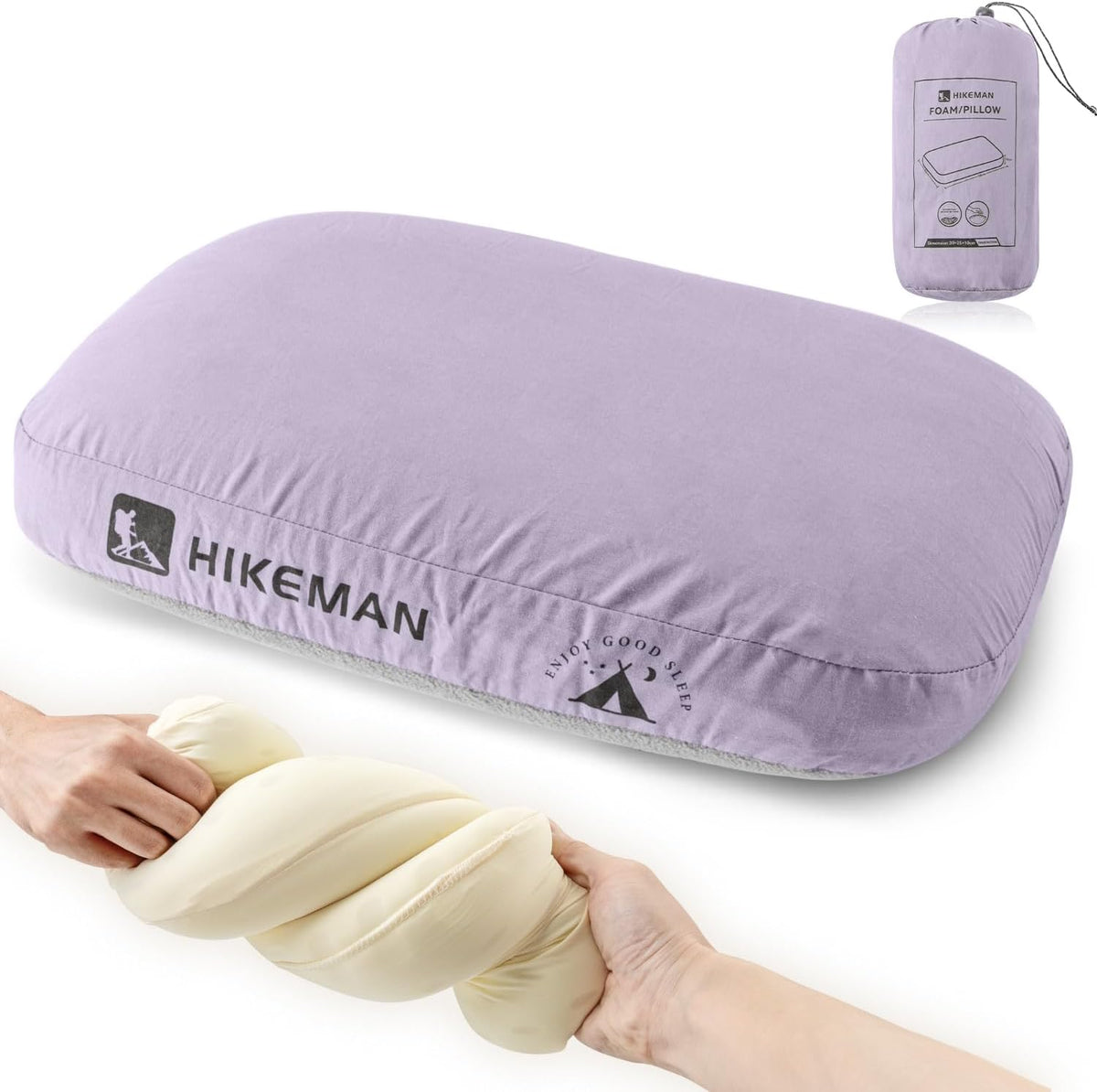 HIKEMAN Camping Memory Foam Pillow - Ultralight Travel Pillow,Backpacking Pillow with Removable Cover,Ergonomic Pillows,Neck Lumbar Support for Outdoor Camp,Sport,Hiking,Backpacking Sleep (Brown)