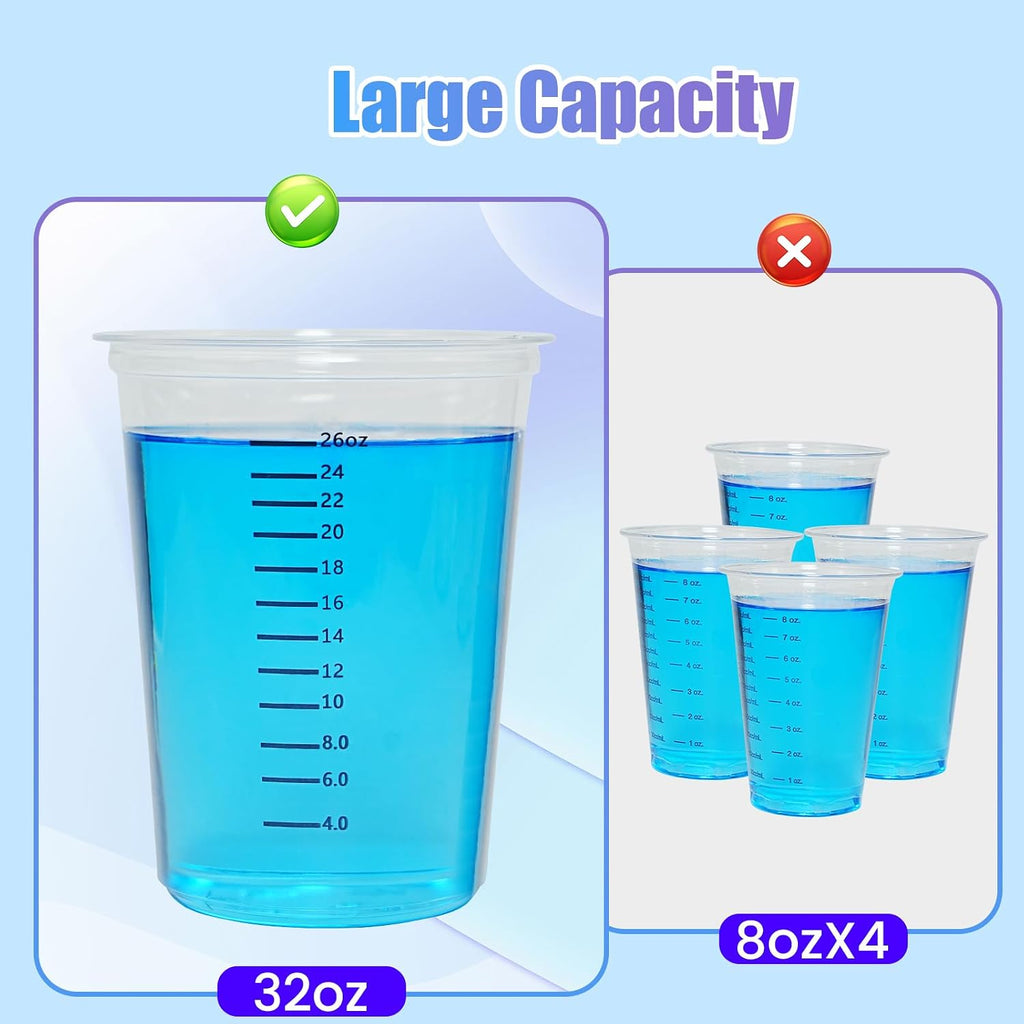 42pcs Resin Mixing Cups, Disposable Measuring Cups, 32oz Graduated Clear Plastic Measuring Cups for Epoxy Resin, Mixing Paint, Pigments