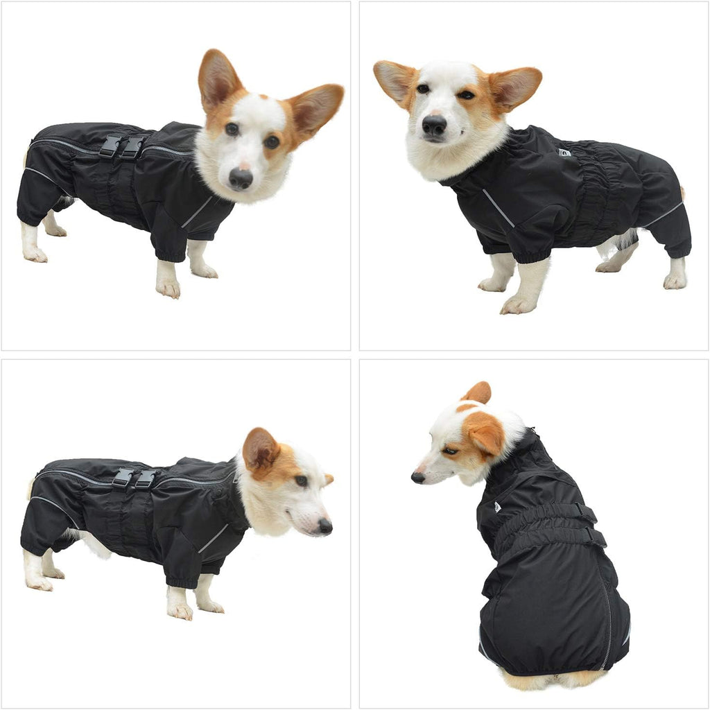 Lovelonglong Waterproof Dog Raincoat – 4-Leg Full Body Dog Rain Suit with Reflective Strips & Leash Opening, Outdoor Dog Jacket for Rainy Weather