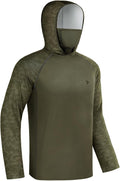 Rodeel UPF 50+ Men’s Long Sleeve Performance Fishing Hiking Shirt with Mask UV Neck Gaiter Hoodie