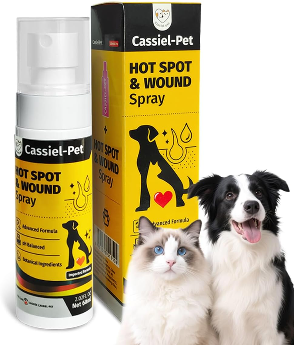 Hot Spot Spray Treatment, Wound Care &amp; Itch Relief Spray for Dogs and Cats, Relives Scratching, Itchy Skin and Paw Licking, for All Animals, 2.02oz