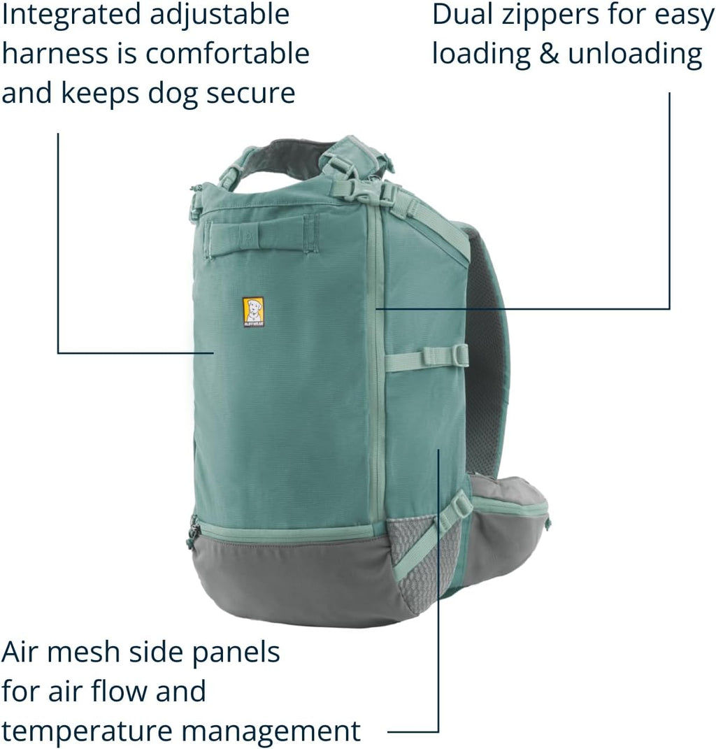 Ruffwear, Hitch Hiker Dog Backpack Carrier, River Rock Green, Small