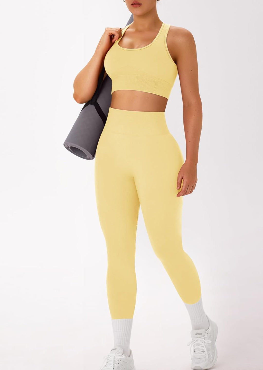 OLCHEE Womens Workout Sets 2 Piece Racerback Sports Bra High Waist Leggings