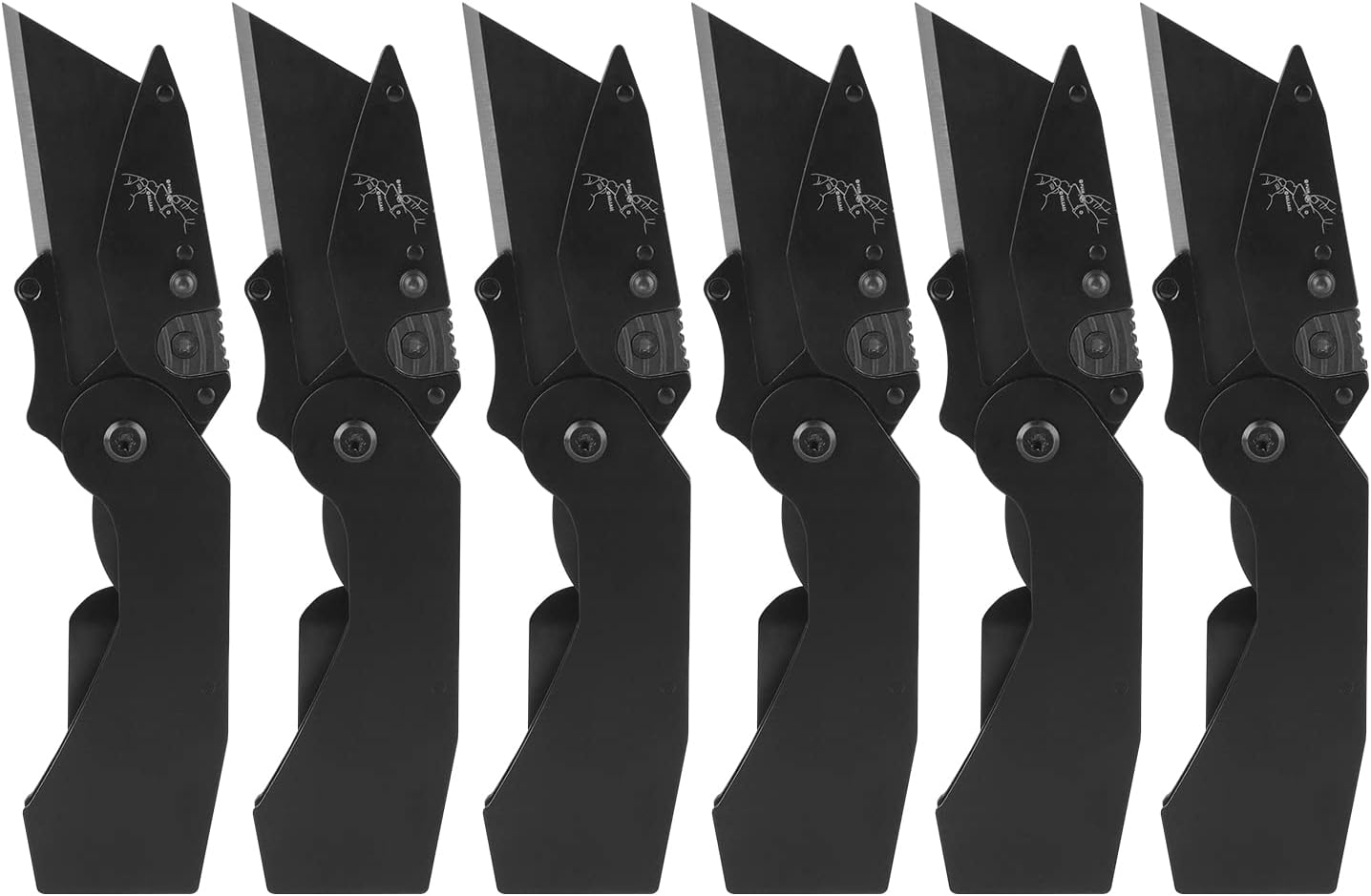 Lichamp 6-Pack Folding Utility Knife, Quick-Change Box Cutter with Razor Blades & Belt Clip, Portable Construction Tool for DIY, Outdoor & Warehouse Use, Black