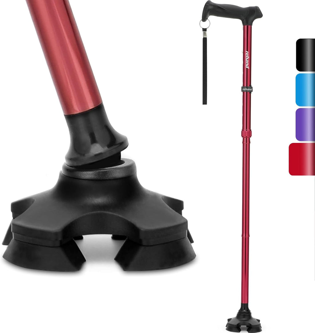 REHAND Walking Cane for Men & Women - Foldable, Adjustable, Lightweight, Self Standing Pivot Walking Cane, Soft Handle Grip, with Travel Bag, Walking Sticks for Seniors & Adults