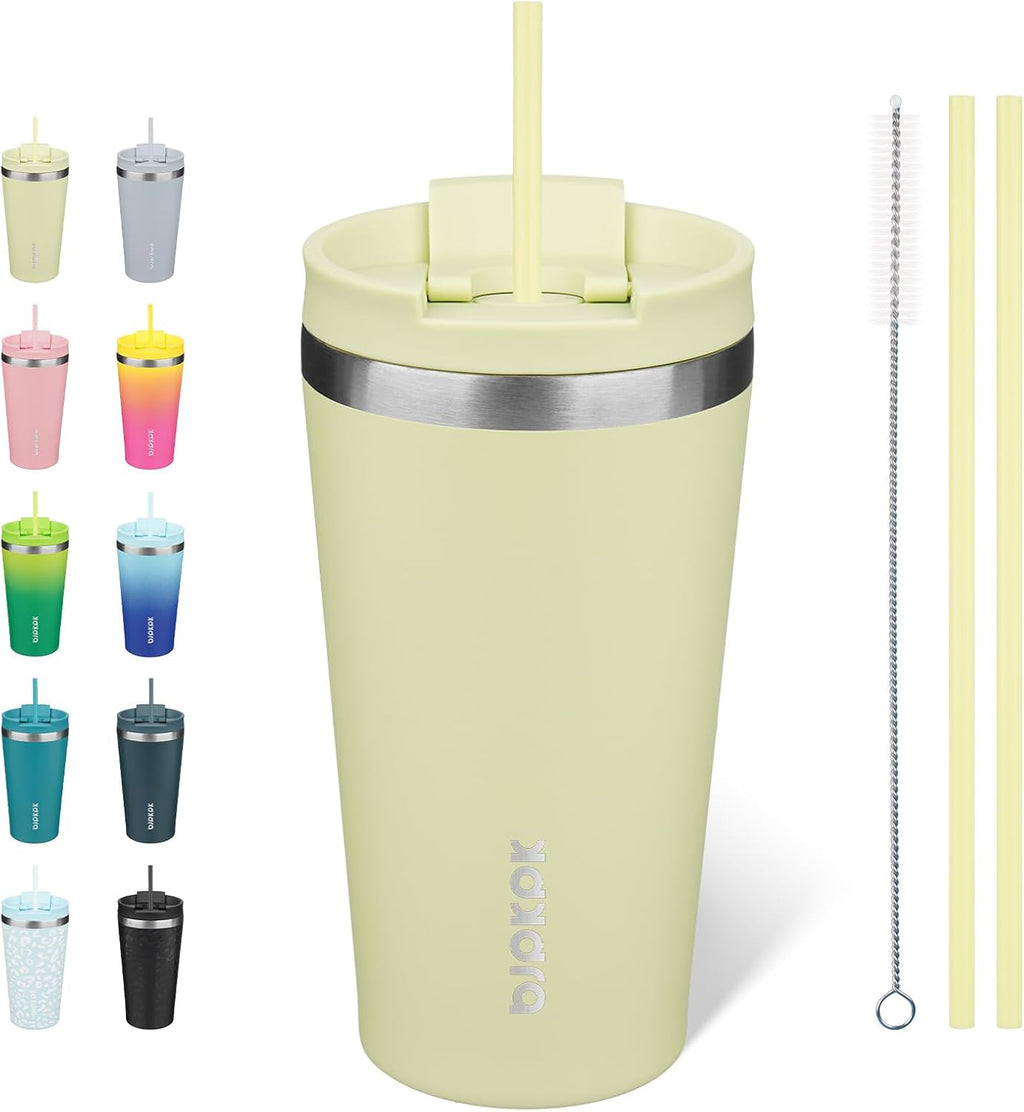 BJPKPK 22 oz Coffee Tumbler with Straw, Insulated Stainless Steel Cup