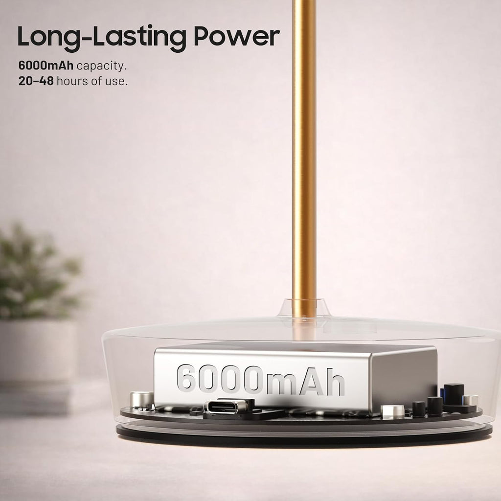 2 Pack Rechargeable Cordless Table Lamp, 6000mAh Battery Table Light