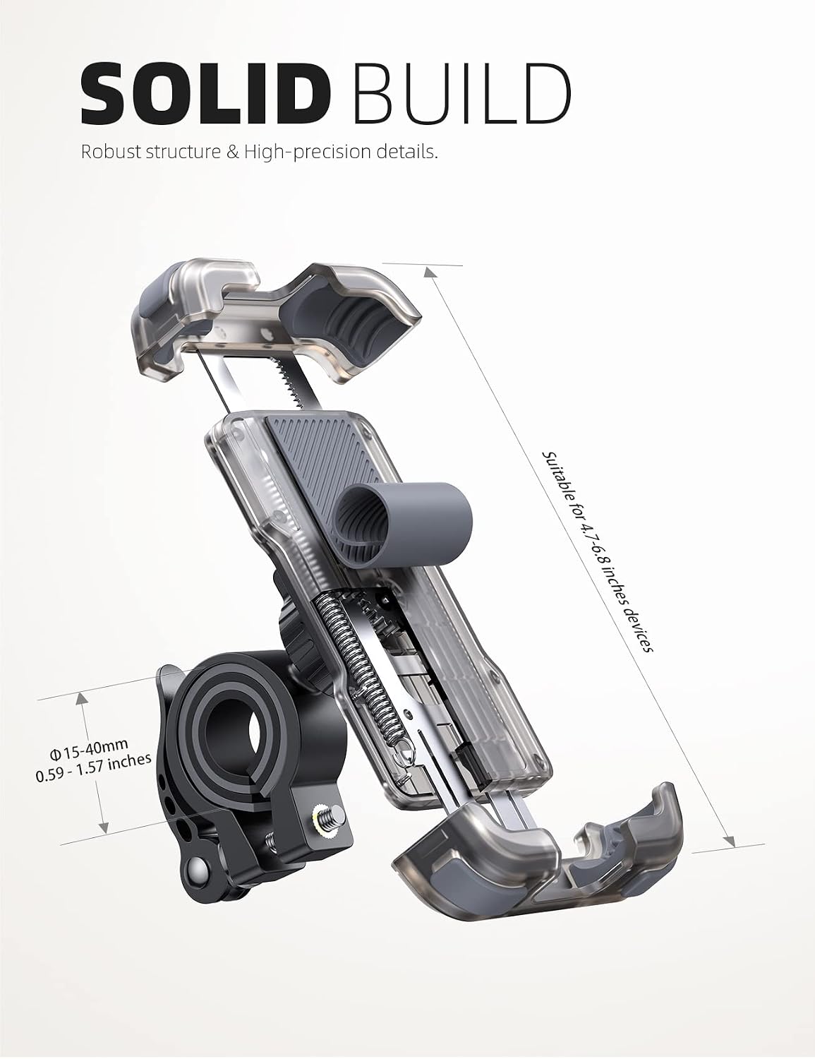Bike Phone Mount Holder - Motorcycle Adjustable Clamp for 4.7-6.8" iPhone